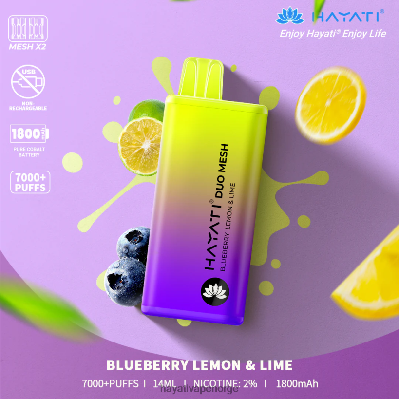 Hayati Duo Mesh engangs HB4400165 blåbær sitron og lime Hayati vape near me