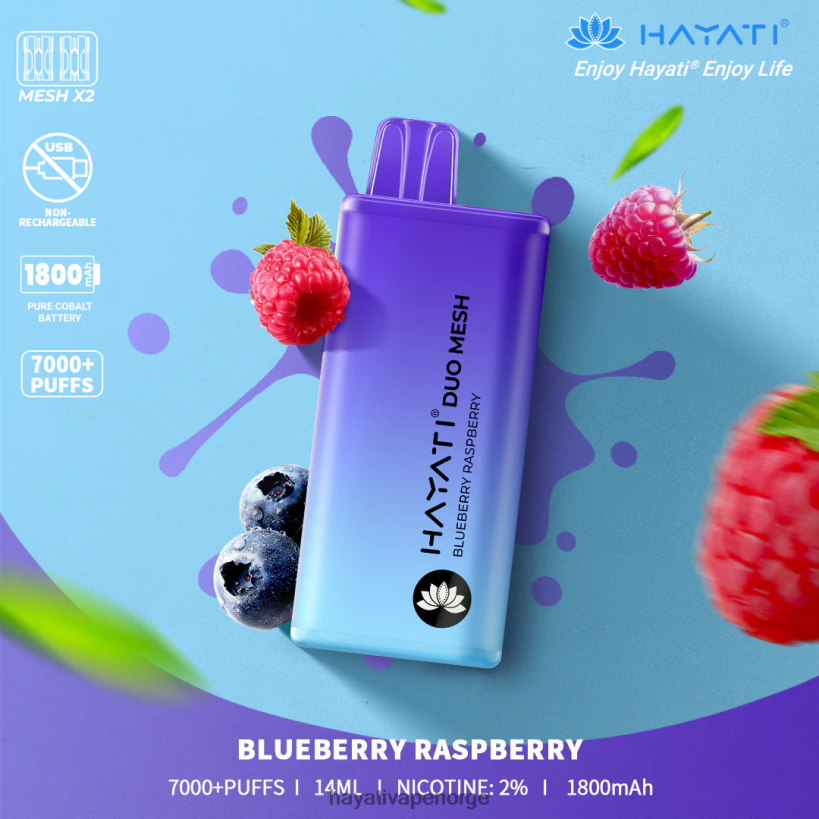 Hayati Duo Mesh engangs HB4400167 blåbær bringebær Hayati flavours norge