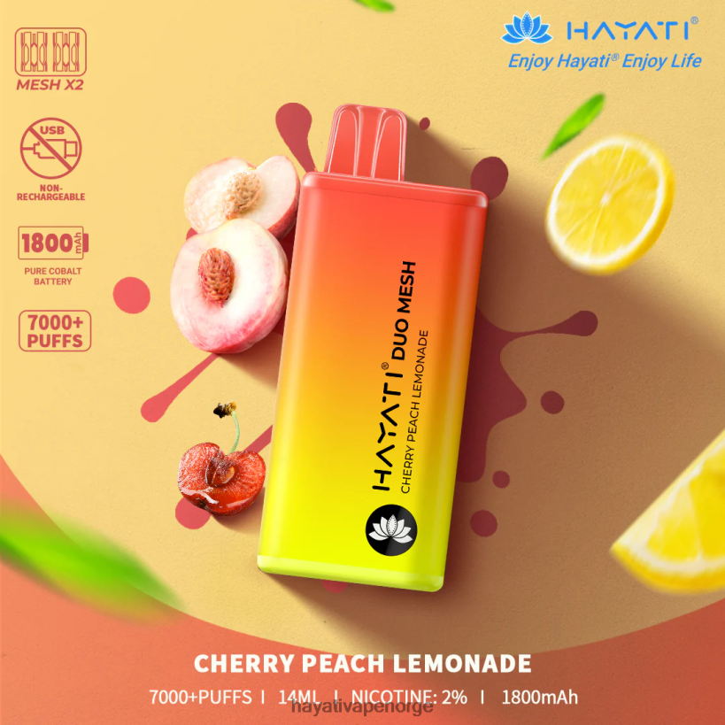 Hayati Duo Mesh engangs HB4400168 kirsebærfersken limonade Hayati flavour list