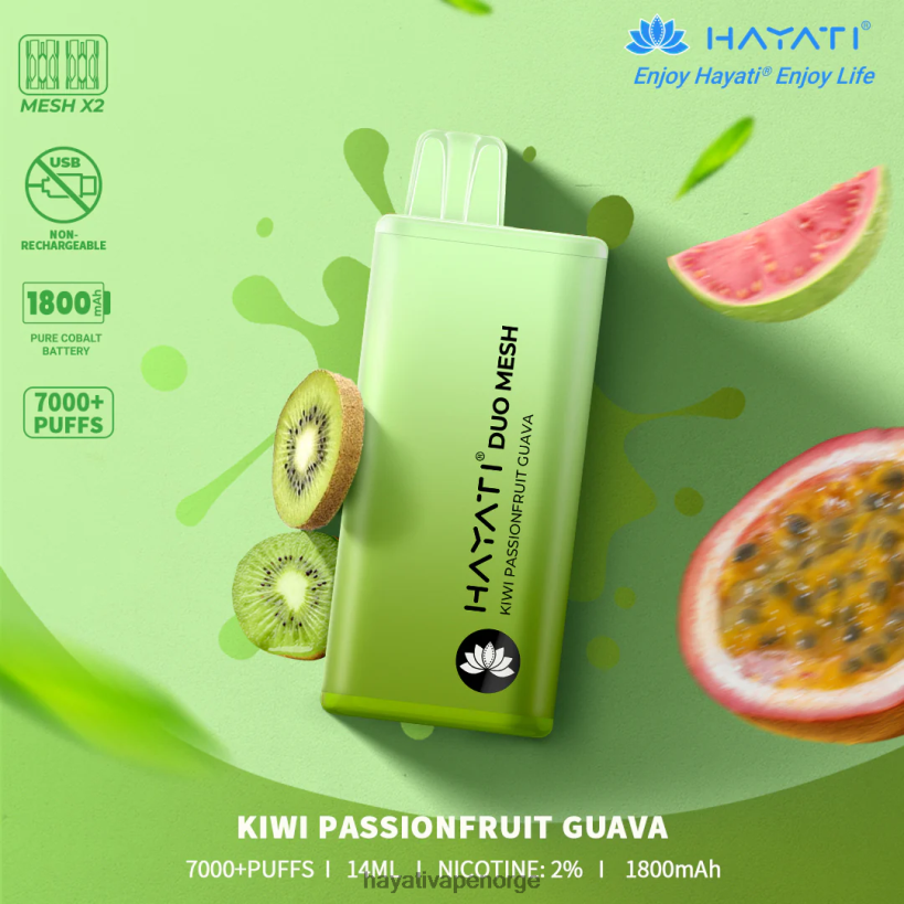 Hayati Duo Mesh engangs HB4400173 kiwi pasjonsfrukt guava Hayati vape norge