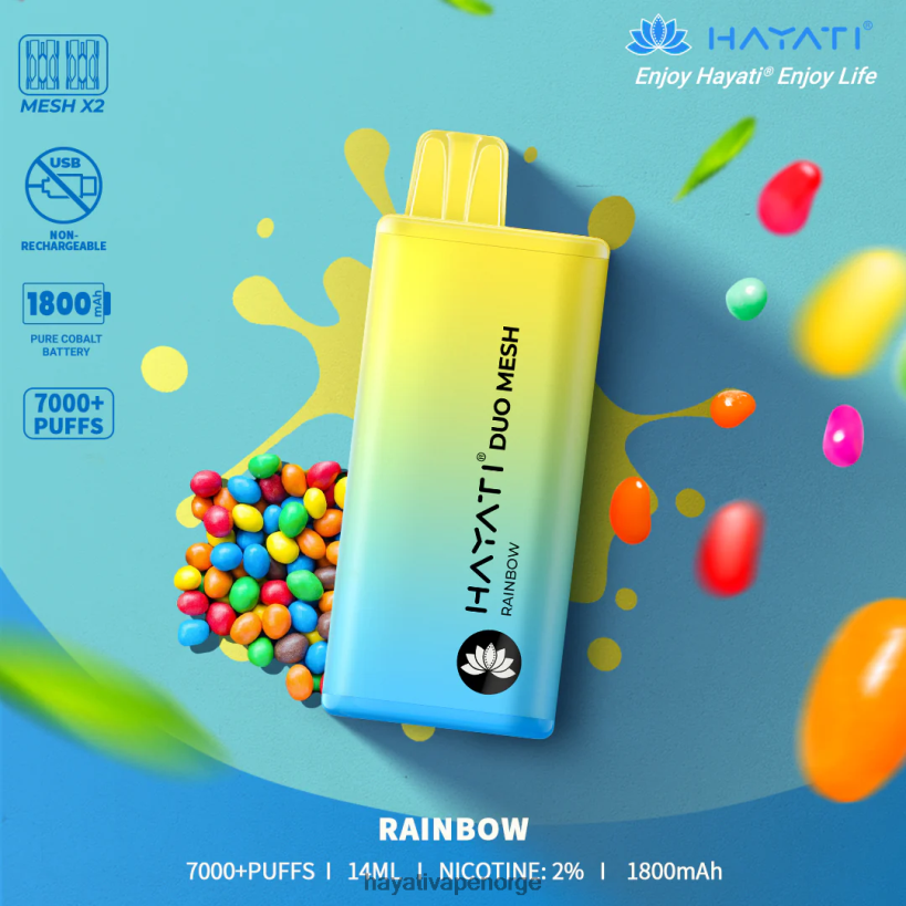 Hayati Duo Mesh engangs HB4400176 regnbue Hayati vape review