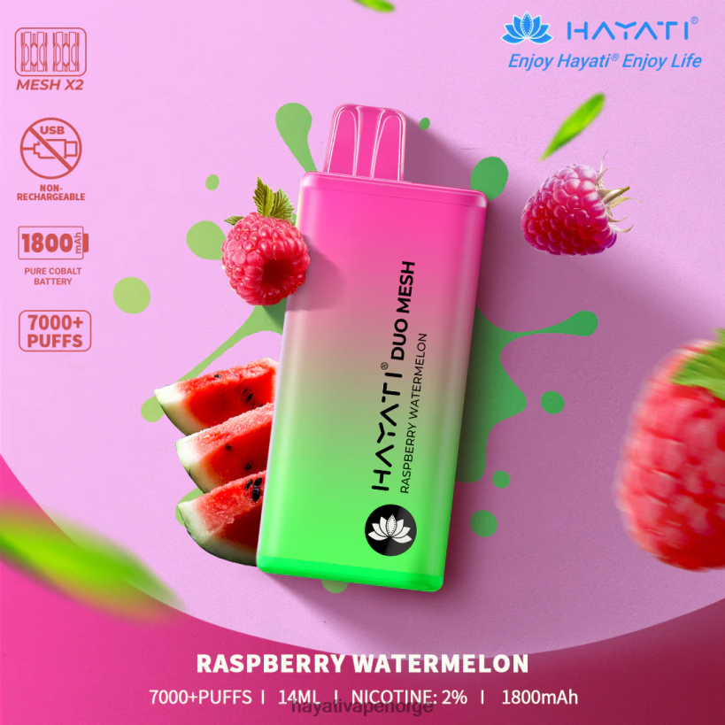 Hayati Duo Mesh engangs HB4400178 bringebær vannmelon Hayati flavour list