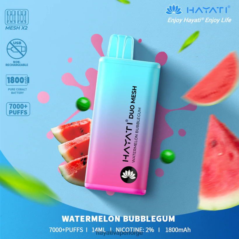 Hayati Duo Mesh engangs HB4400185 vannmelon tyggegummi Hayati vape near me