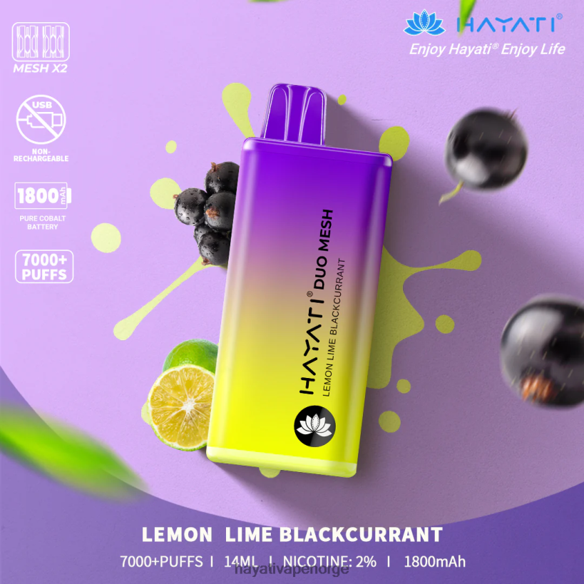Hayati Duo Mesh engangs HB4400187 sitron lime solbær Hayati flavours norge