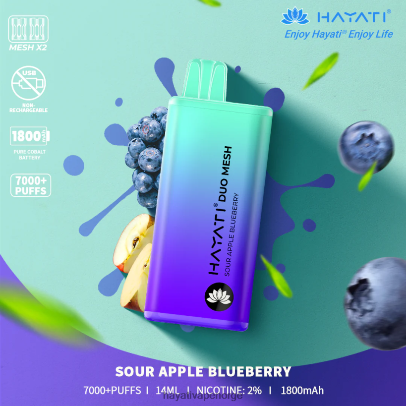 Hayati Duo Mesh engangs HB4400188 syrlig eple blåbær Hayati flavour list