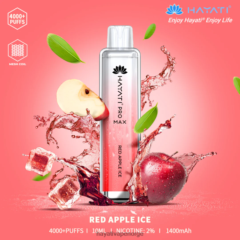 Hayati Pro Max engangs HB4400116 rød epleis Hayati vape review