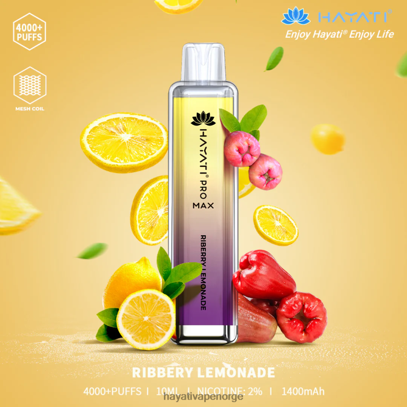 Hayati Pro Max engangs HB4400117 riberry limonade Hayati flavours norge