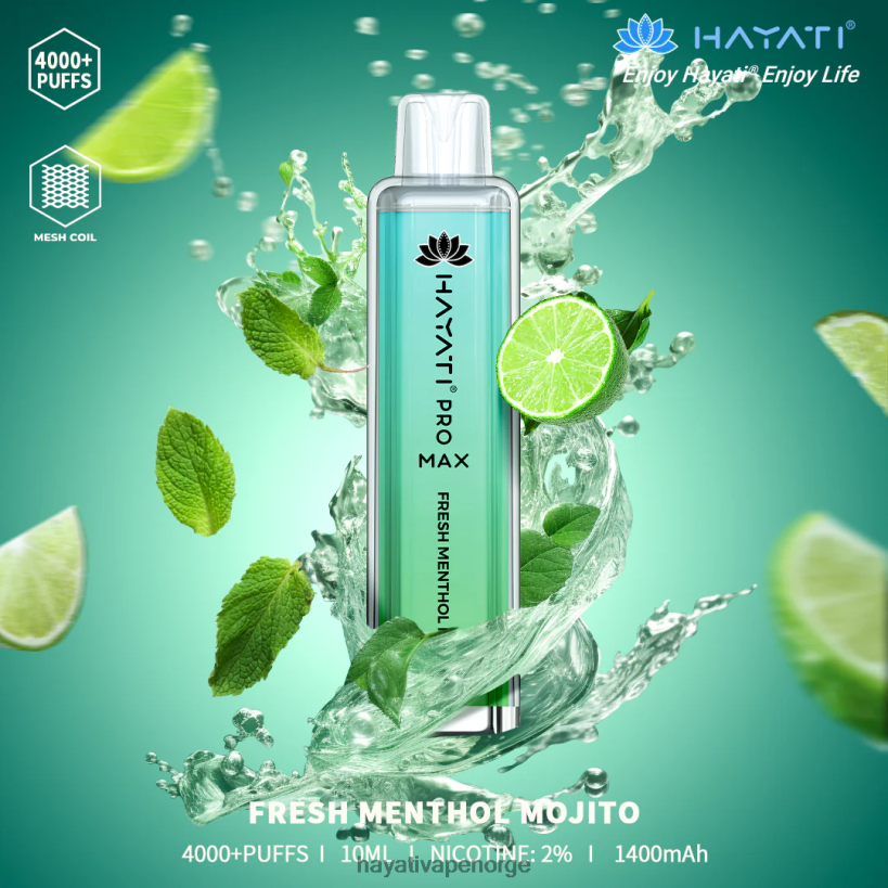 Hayati Pro Max engangs HB4400133 fersk mentol mojito Hayati vape norge