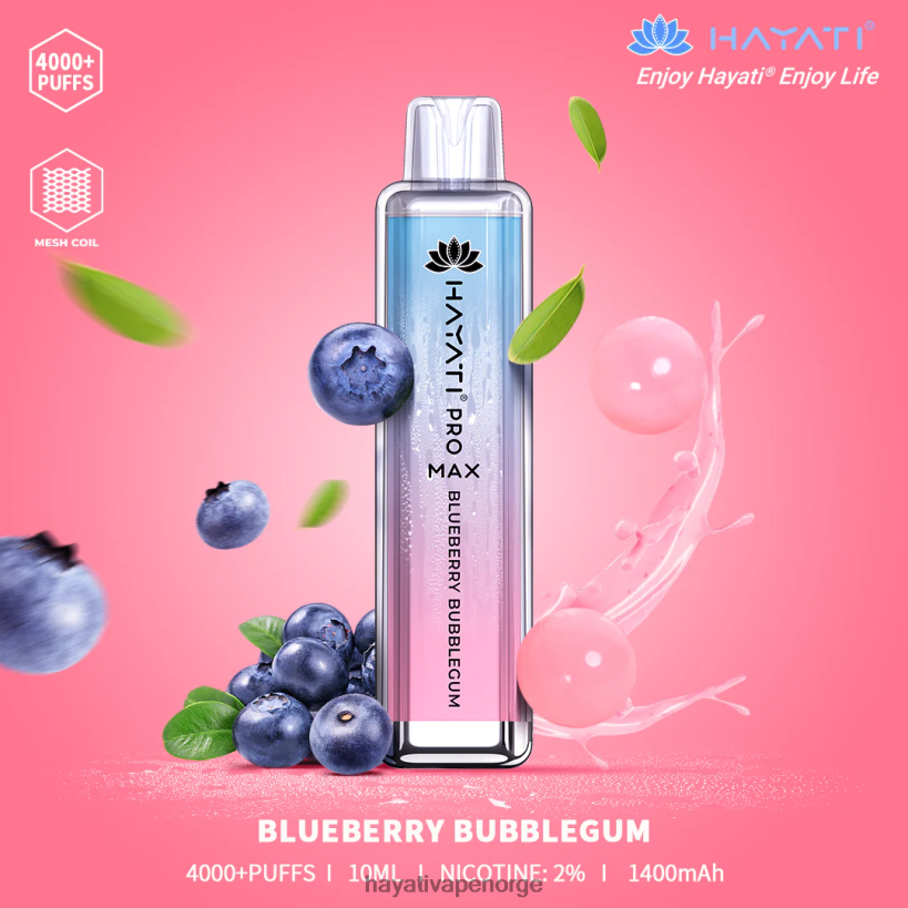 Hayati Pro Max engangs HB4400137 blåbær tyggegummi Hayati flavours norge