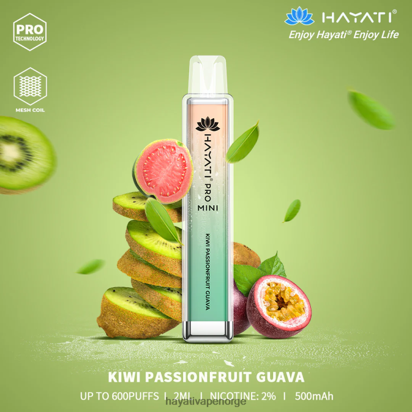 Hayati Pro Mini engangs HB440013 kiwi pasjonsfrukt cuava Hayati vape norge