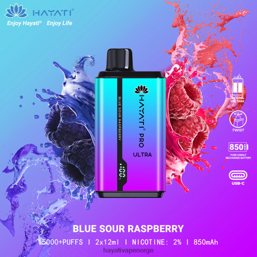 Hayati Pro Ultra engangs 15000 puff HB4400195 blå syrlig bringebær Hayati vape near me