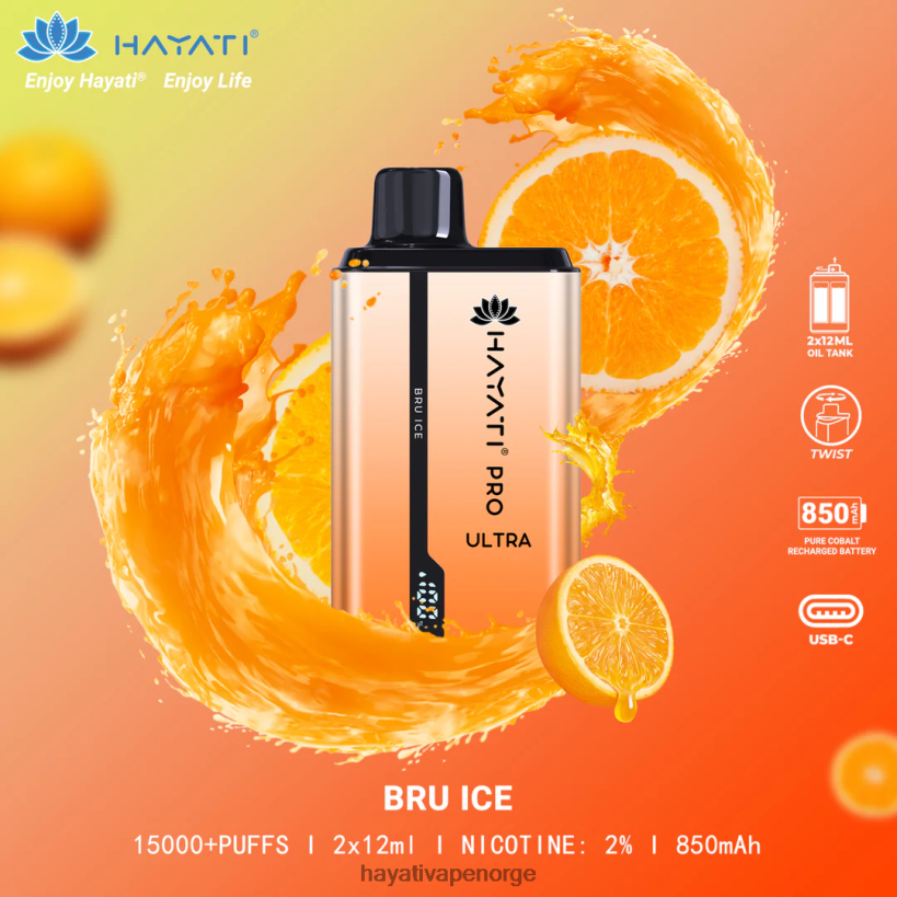Hayati Pro Ultra engangs 15000 puff HB4400198 bru is Hayati flavour list
