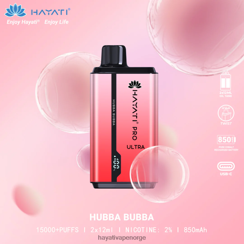 Hayati Pro Ultra engangs 15000 puff HB4400201 hubba bubba Hayati norge