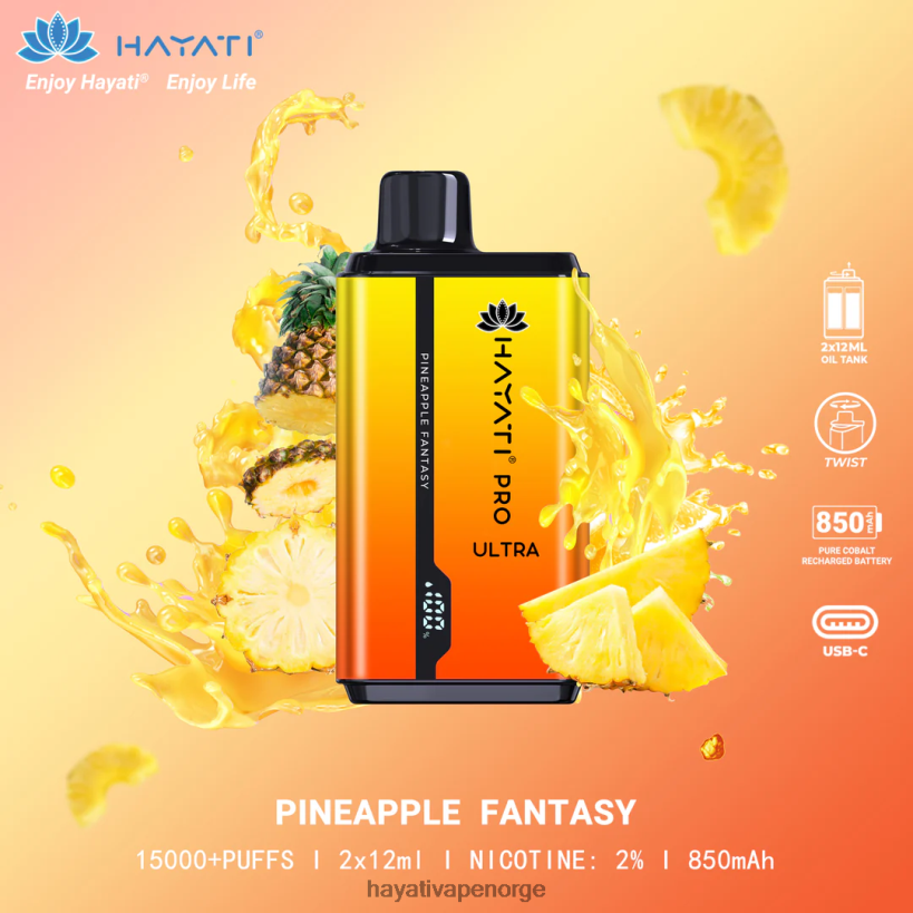 Hayati Pro Ultra engangs 15000 puff HB4400208 ananas fantasi Hayati flavour list