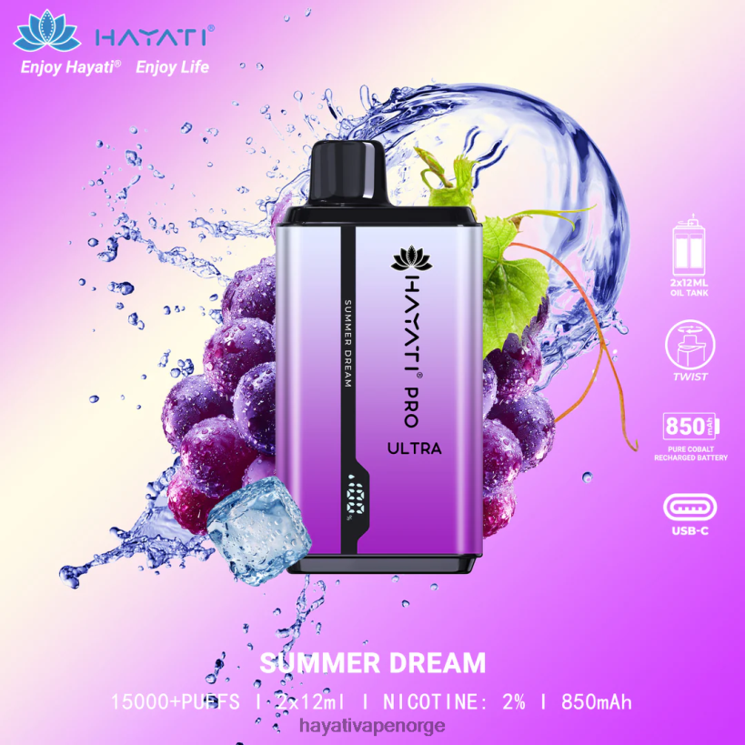 Hayati Pro Ultra engangs 15000 puff HB4400212 sommerdrøm Hayati oslo