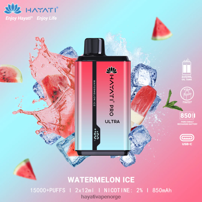 Hayati Pro Ultra engangs 15000 puff HB4400214 vannmelon is Hayati vape flavours