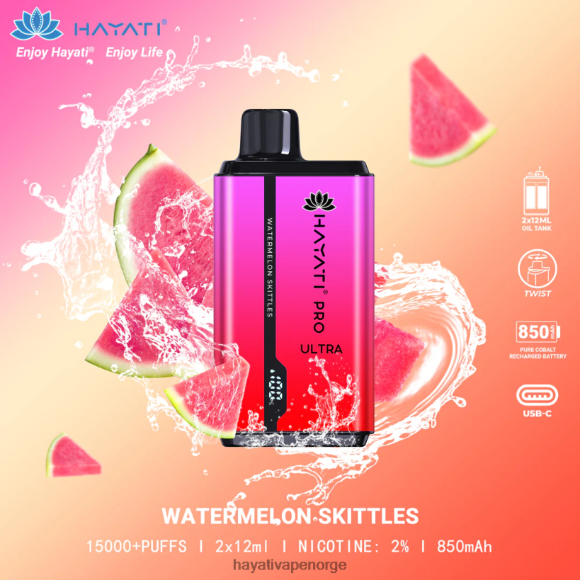 Hayati Pro Ultra engangs 15000 puff HB4400215 vannmelonkjegler Hayati vape near me