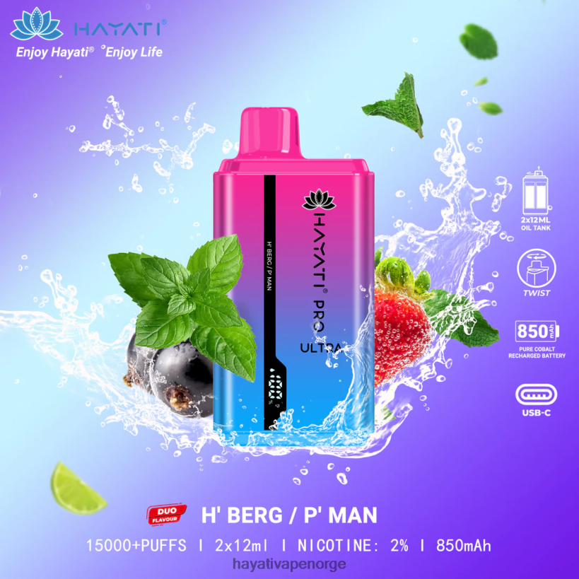 Hayati Pro Ultra engangs 15000 puff HB4400219 h' berg/p' mann Hayati flavour vapes