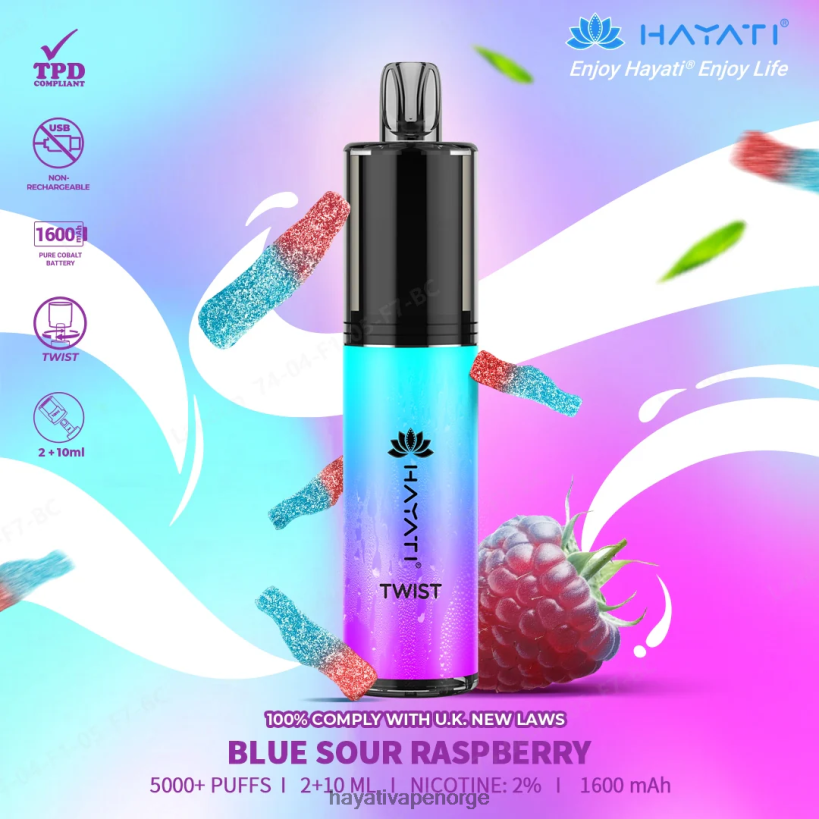 Hayati Twist engangs HB440065 blå syrlig bringebær Hayati vape near me