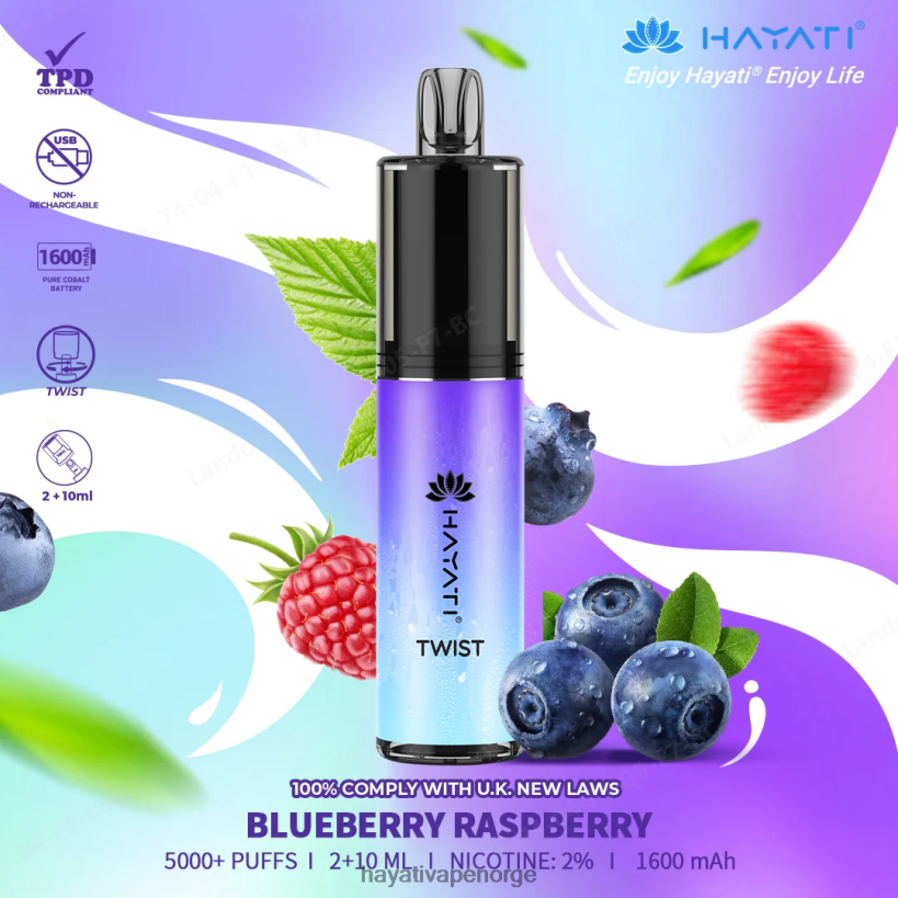 Hayati Twist engangs HB440066 blåbær bringebær Hayati vape review