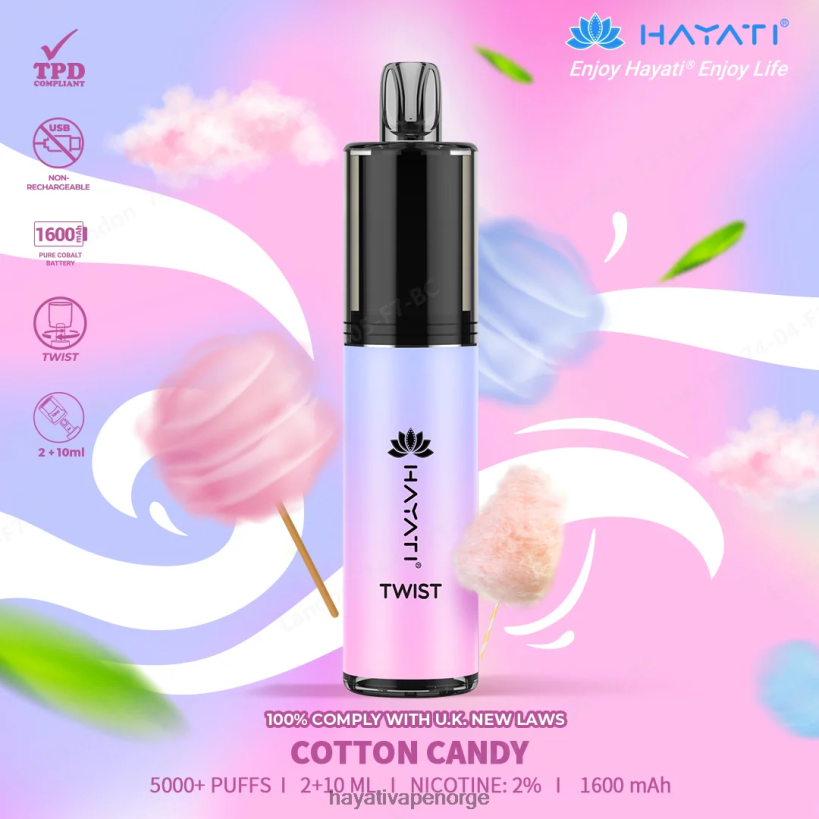 Hayati Twist engangs HB440067 sukkerspinn Hayati flavours norge