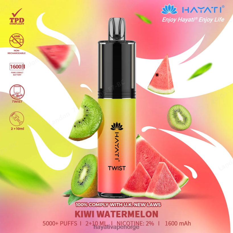 Hayati Twist engangs HB440074 kiwi vannmelon Hayati vape flavours