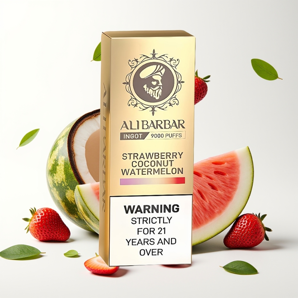 Alibarbar Ingot 9000 Puffs 22ml 2350mAh Jordbær Kokos Vannmelon