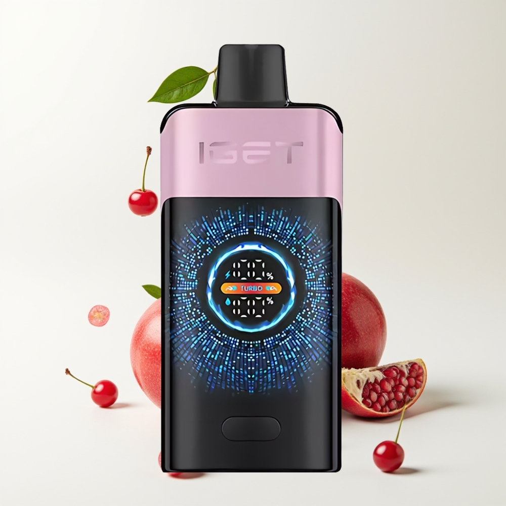 IGET ONE 12000 Puff Disposable Vape Stor Buefarget Skjerm 2700 mAh Kirsebær Granateple