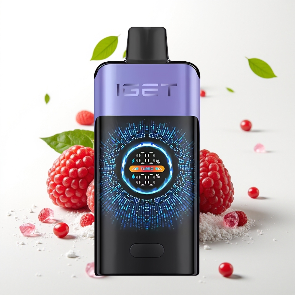 IGET ONE 12000 Puffs 2700 mAh Størrelse 46x25.5x107.7 mm Bringebær Drueis