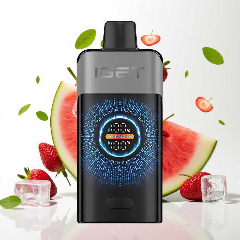 IGET ONE 12000 Puffs 2700 mAh Stor Buefarget Skjerm Jordbær Vannmelon Is