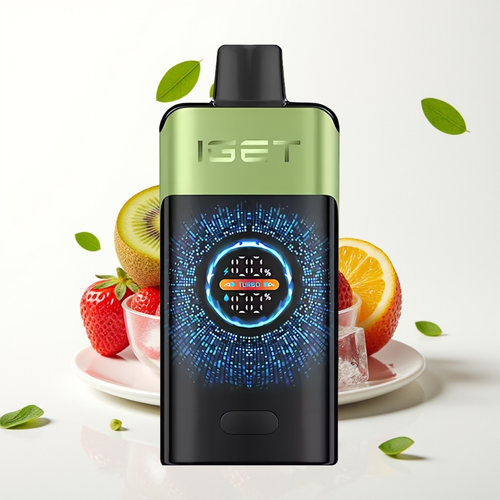 IGET ONE 12000 Puffs 2700 mAh Stor Buet Fargeskjerm Jordbær Kiwi Is