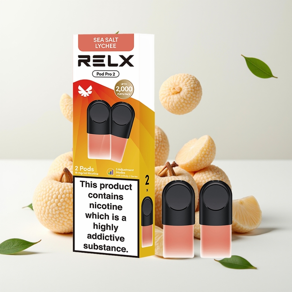 RELX Pod Pro 2 600 puff 1,9ml 1,8% sjøsalt lychee Eco/Smooth/Boost
