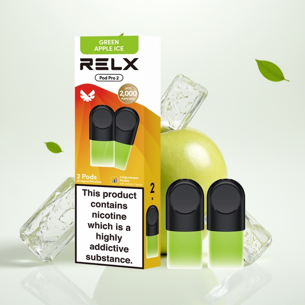 RELX Pod Pro 2 600 puff 1,9ml Grønnt Eple Is 1,8%