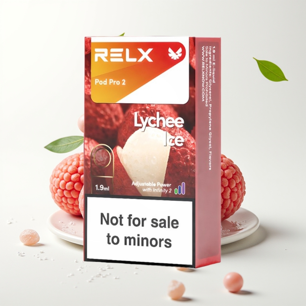 RELX Pod Pro 2 600 puffs 0% nikotin 1.9ml Litchi Is 3 spenningsmodi