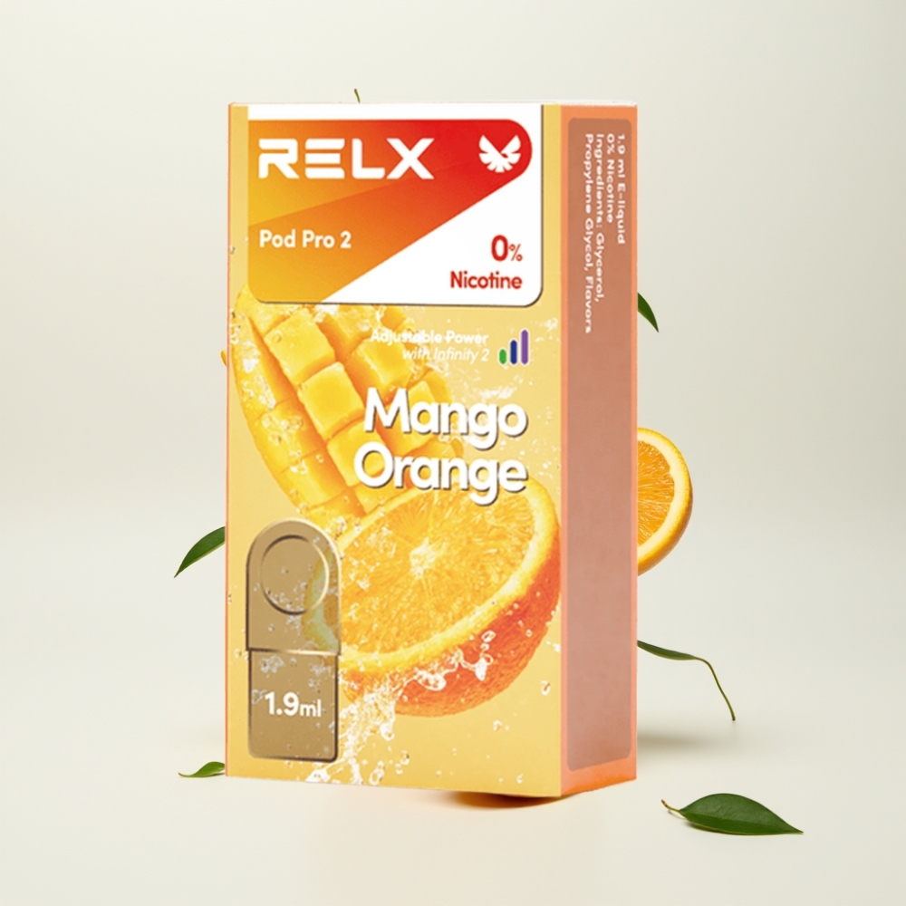 RELX Pod Pro 2 600 puffs 0% nikotin 1.9ml mango appelsin