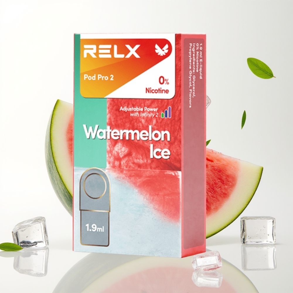 RELX Pod Pro 2 600 puffs 1.9ml 0% nikotin Vannmelon Is 3 spenningsmoduser