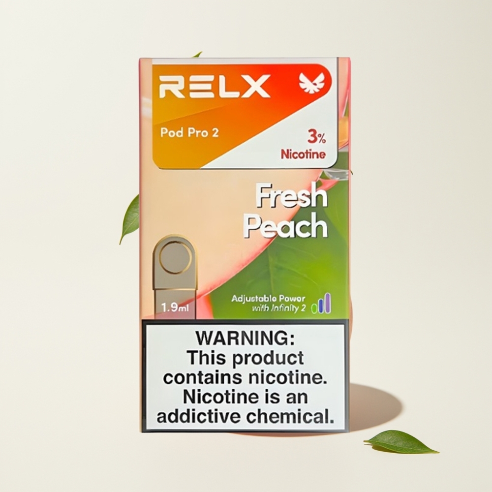 RELX Pod Pro 2 600 puffs 3% nikotin 1.9ml Fersken 2/3 pakker Eco Smooth Boost
