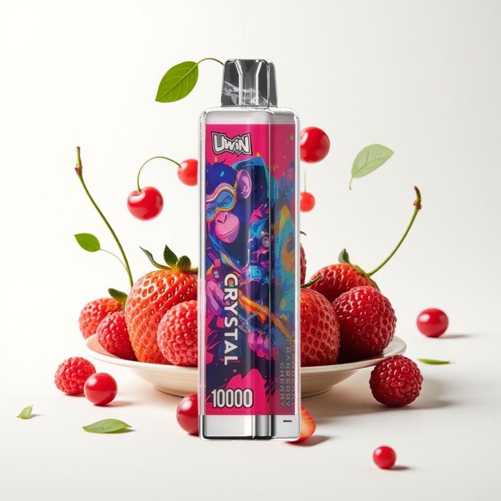 UWIN Crystal 10000 Puffs 18ml Jordbær Tranebær Kirsebær Type-C RGB