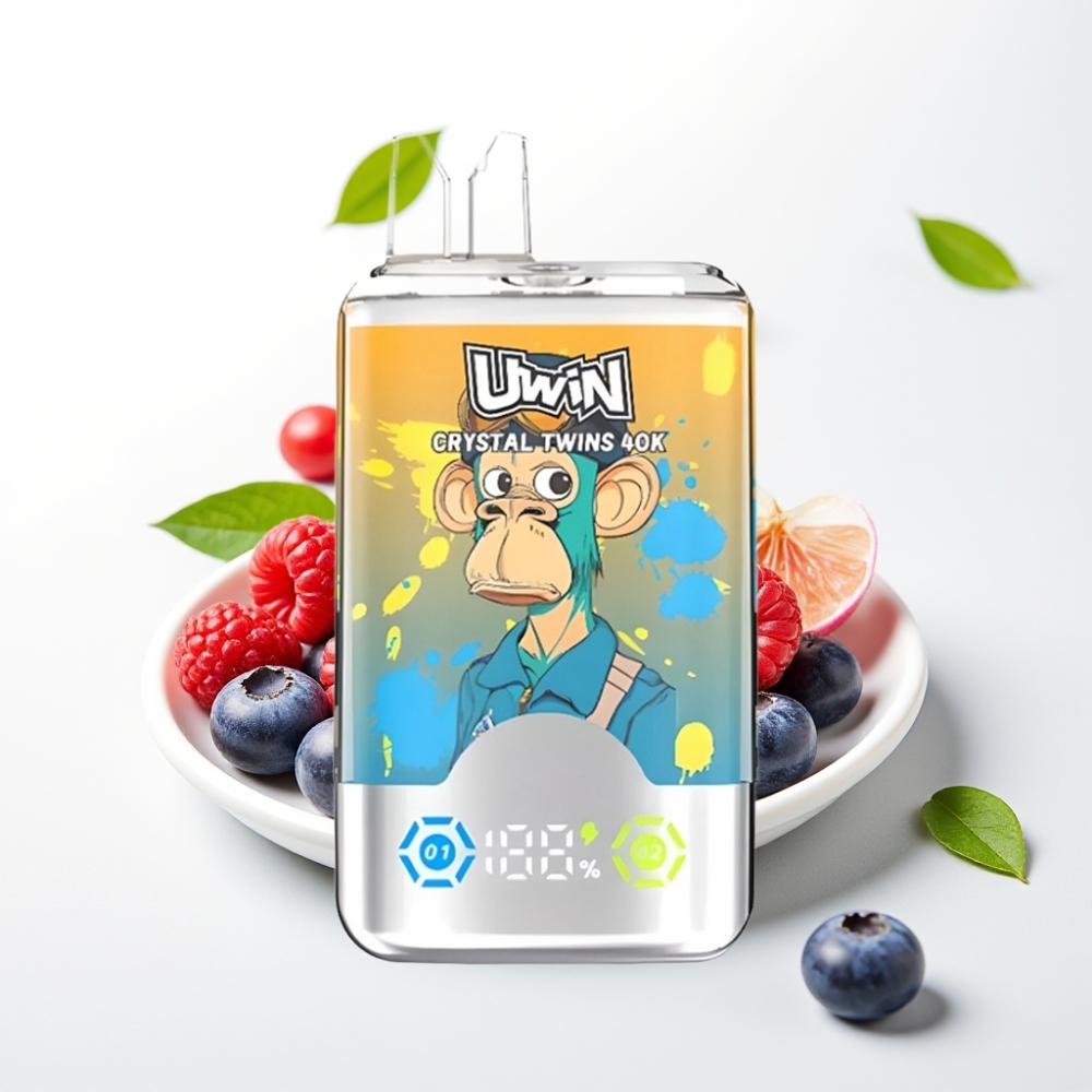 UWIN Crystal Twins 40000 Puffs 0,6 Ohm Blåbringebær Kirsebær Is Type-C
