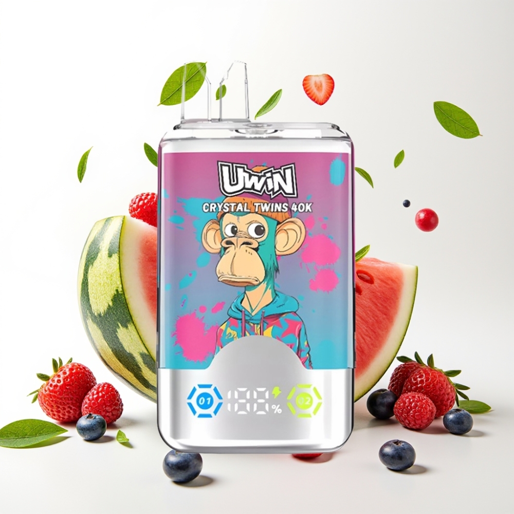 UWIN Crystal Twins 40000 Puffs 0,6 Ohm Type-C Vannmelon Is Blandede Bær