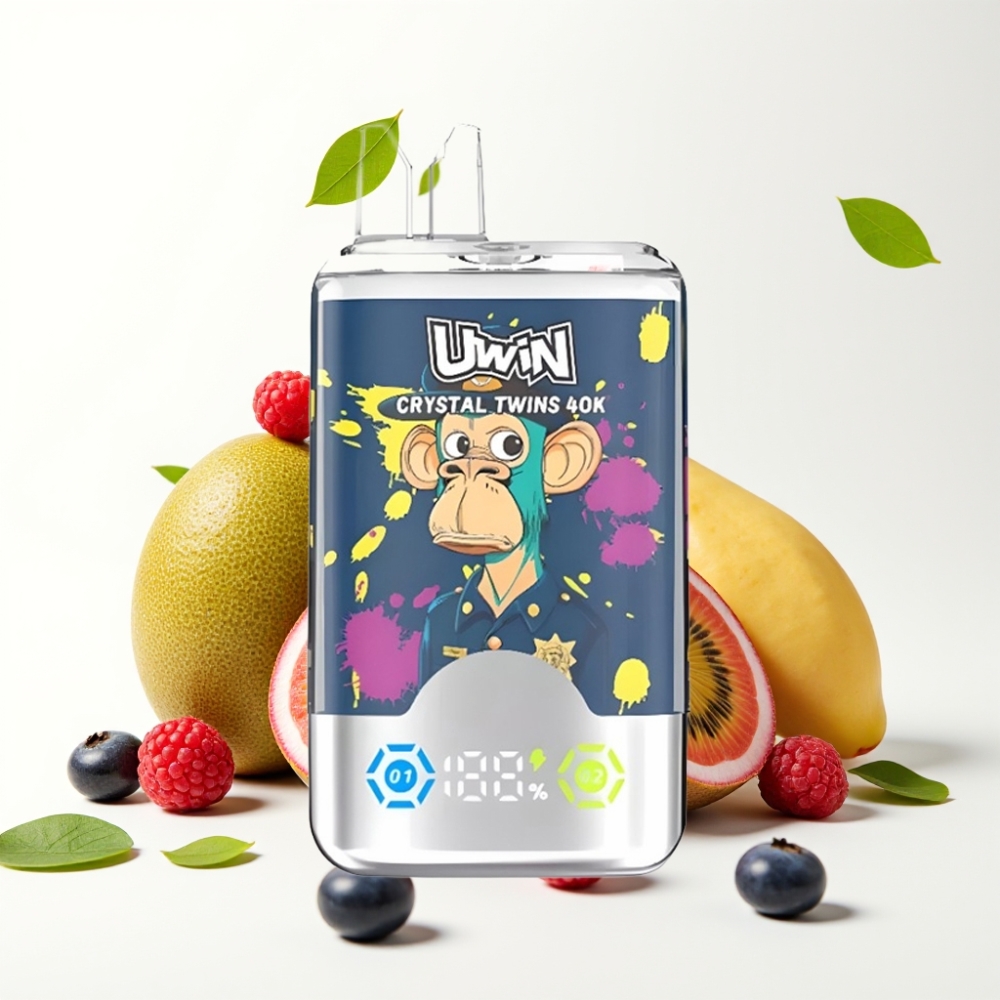 UWIN Crystal Twins 40000 Puffs 32ml Kiwi Pasjonsfrukt Guava Blåbær Bringebær
