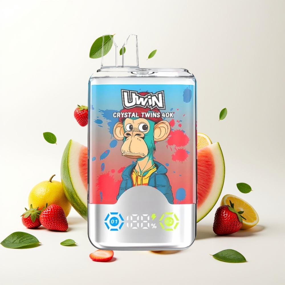 UWIN Crystal Twins 40000 Puffs 850mAh Type-C Jordbær Vannmelon Sitron Lime