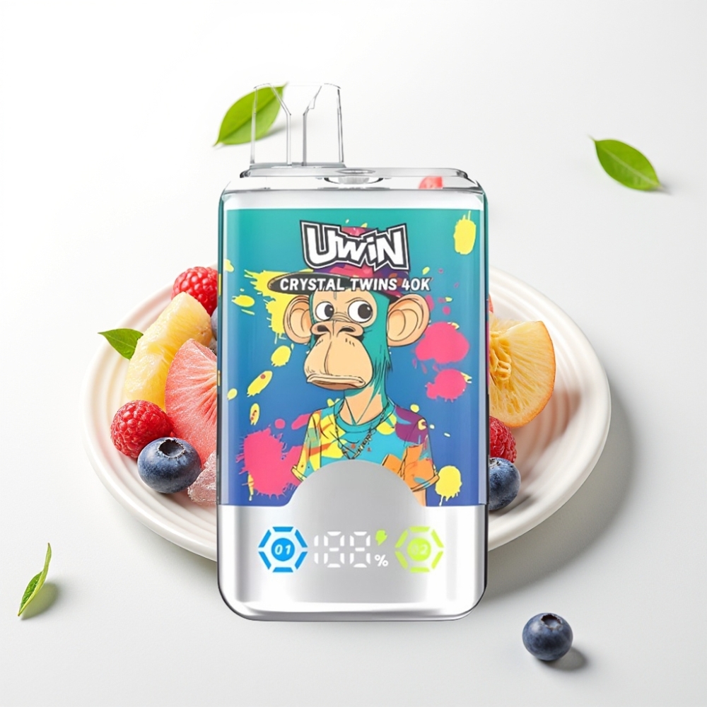 UWIN Crystal Twins 40000 Puffs Blåbær På Is Sommerfersken Is 32ml 850mAh Type-C