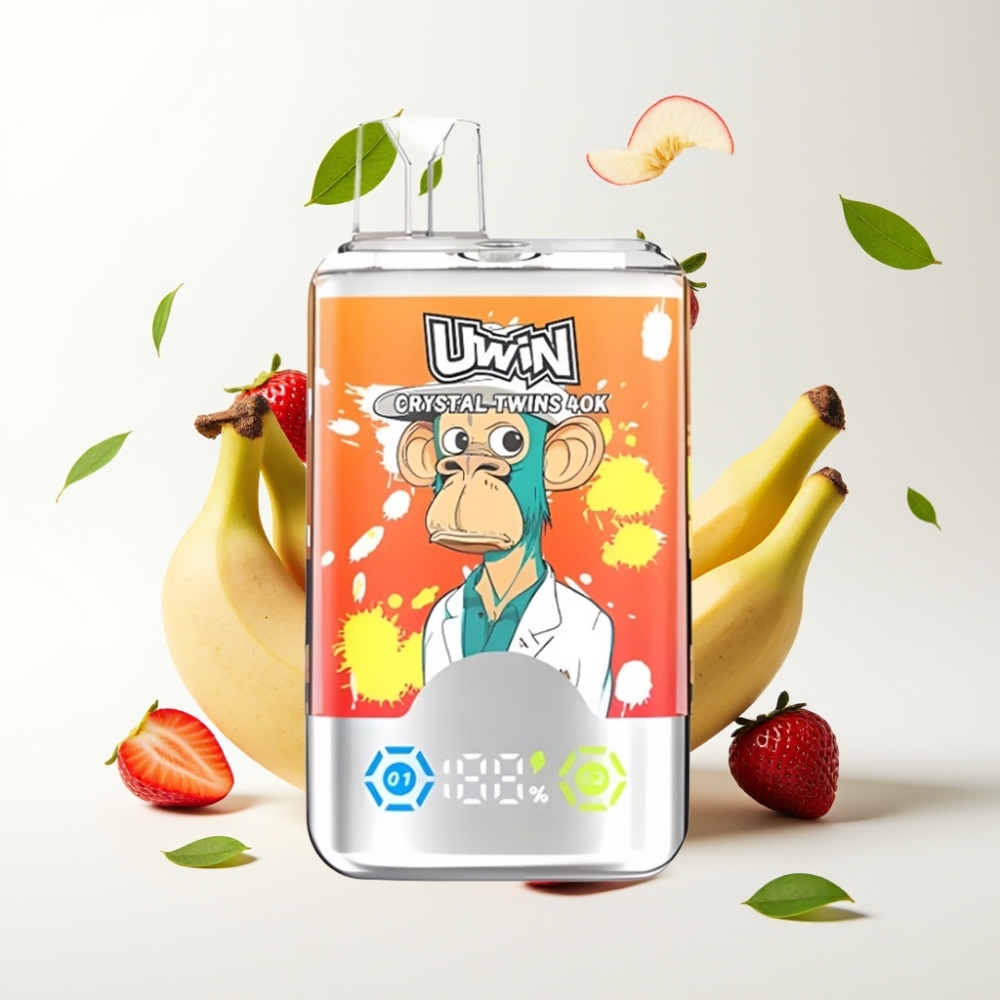 UWIN Crystal Twins 40000 Puffs Jordbær Banan Kjærlighet 66 32ml Type-C 850mAh