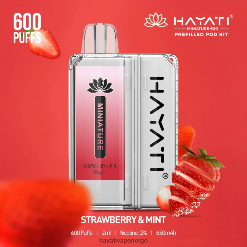 Hayati Miniature 600 podsett HB440046 jordbær og mynte Hayati vape review