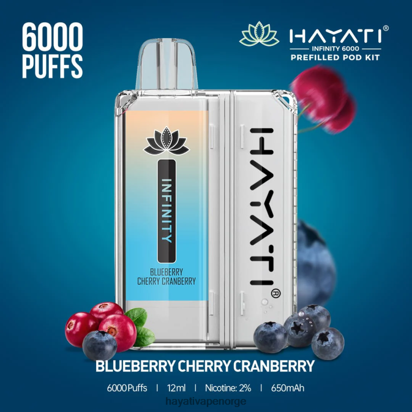 Hayati Infinity 6000 podsett HB4400145 blåbær kirsebær tranebær Hayati vape near me